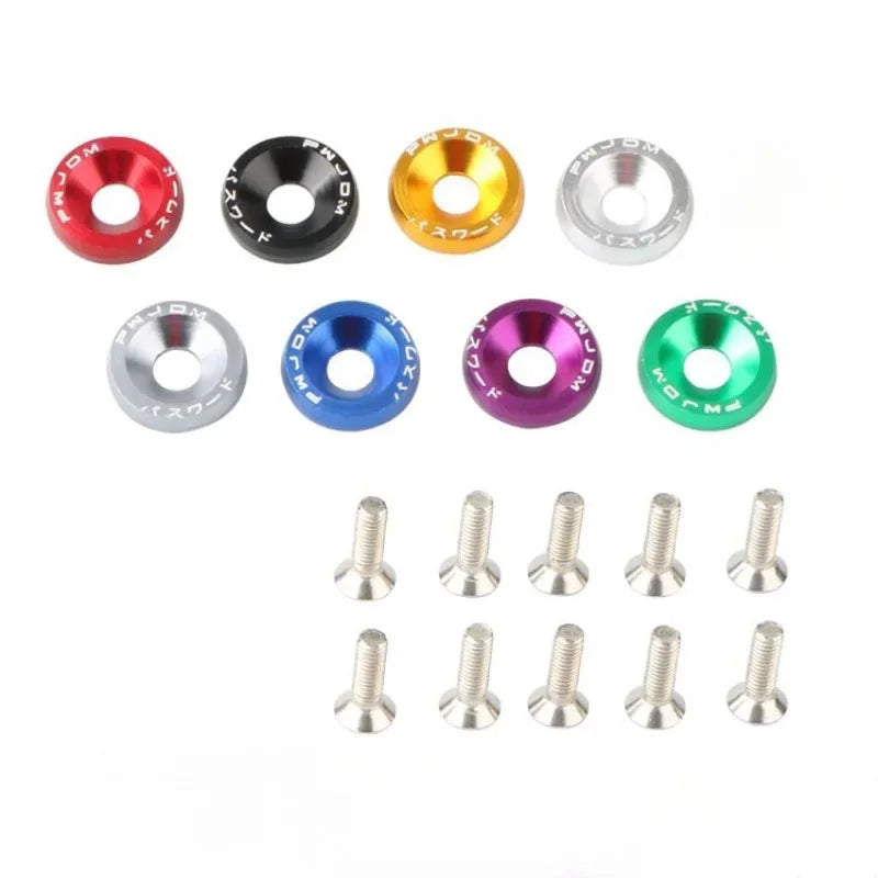 20pcs Lug Nuts Jdm Car Modification M6 Gasket Concave Screw 1.9cm Hexagonal Fasteners A Set Screw Fender Bumper Engine Aluminum